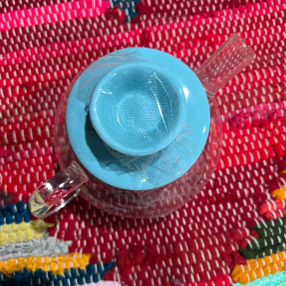 Glass Teapot w/ Blue Porcelain Infuser & Lid — Loose Leaf Tea Pot